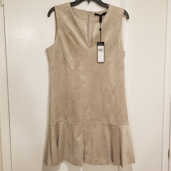💕BCBGMAXAZRIA💕 Adelene Faux Suede Dress Light Stone Medium M NWT - Picture 7 of 8